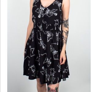 Sourpuss Dancing Skeleton Gauzy Dress. Lined.